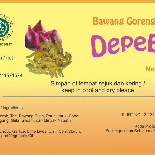 

Food Halal BAWANG GORENG DEPEEL