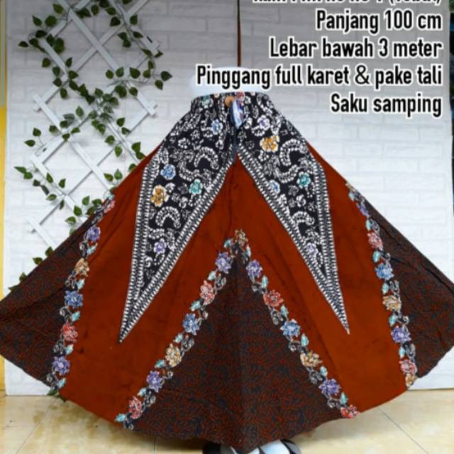 Jual rok batik tulis cap cantik panjang muslim hijab lilit payung lebar skirt  termurah konveksi