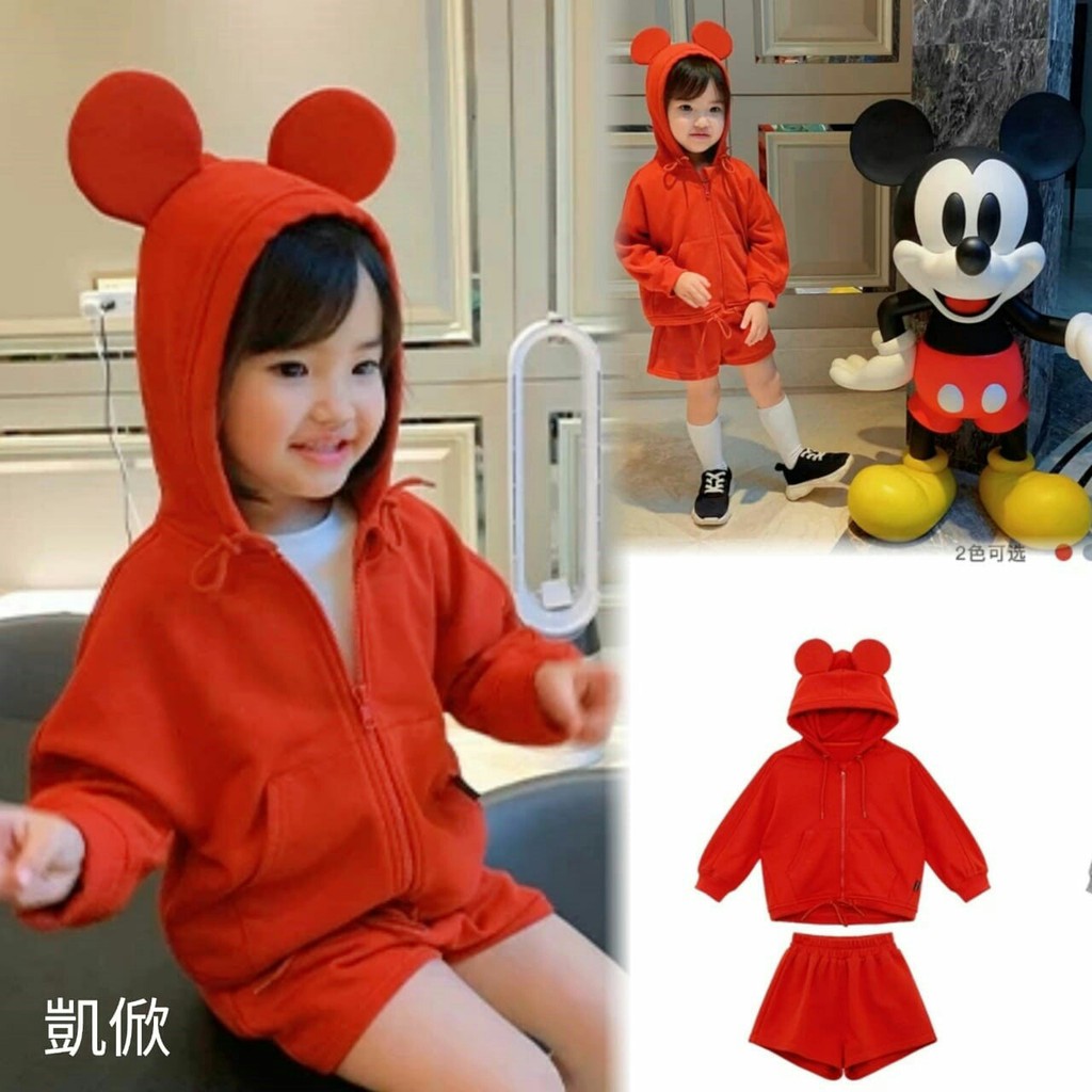 Baju Setelan anak Miky 05 Baju Anak Perempuan Setelan Jaket Hoodie &amp; Celana Pendek MS