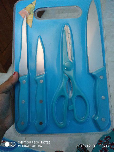 Pisau Set Telenan Gunting Pisau Dapur 5pcs
