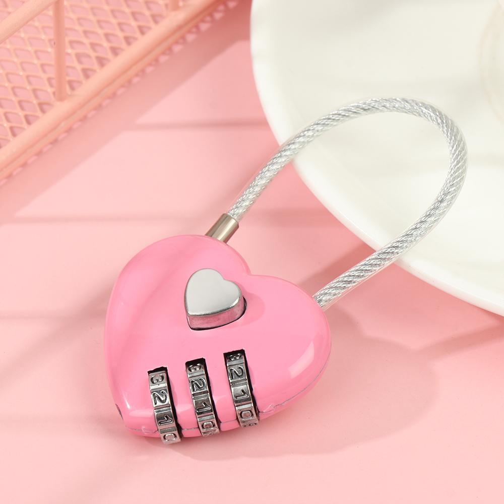 CHOOKYY 1pc Kunci Berbentuk Hati Zinc Alloy Locker Case Supply Dial Kombinasi Kode Bagasi Hari Valentine 3digi Password