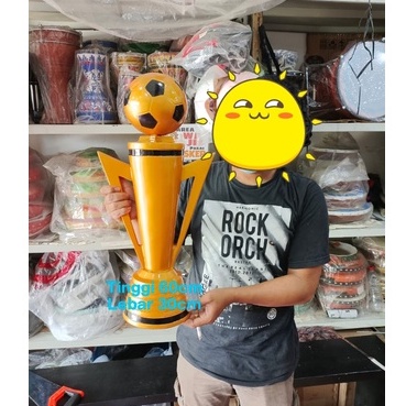 PIALA BOLA FUTSAL BAHAN FIBER MODEL PIALA BERGILIR SEGITIGA TINGGI 60CM