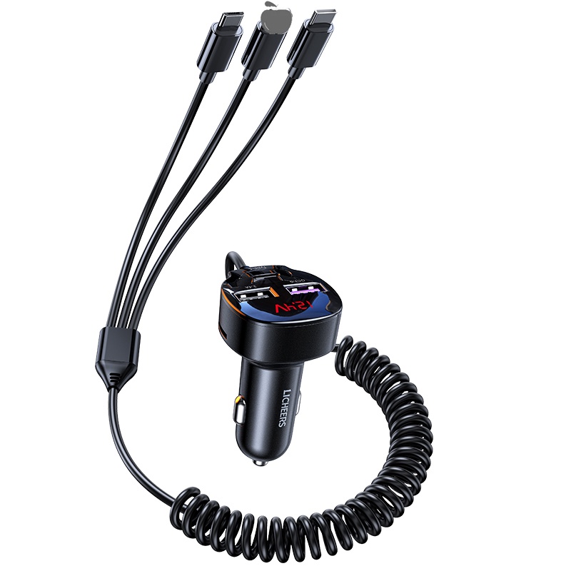 Licheers LC-454 Car Charger 3 in 1 Cable USB Type C Fast Charging