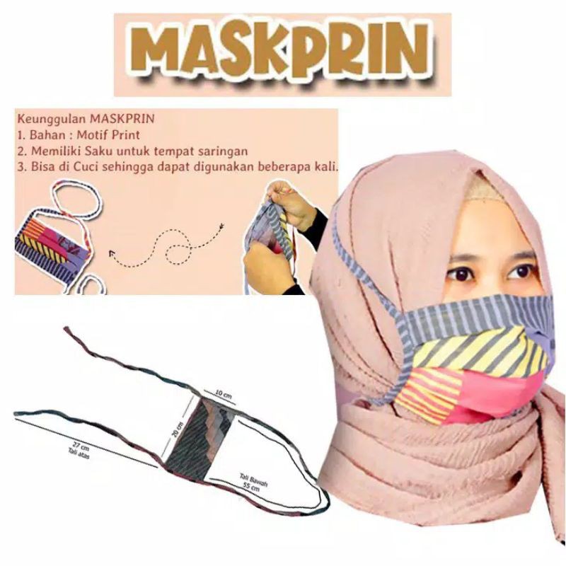 MASKER KAIN 2 LAPIS TALI MOTIF MASKPRIN BY ANSANIA