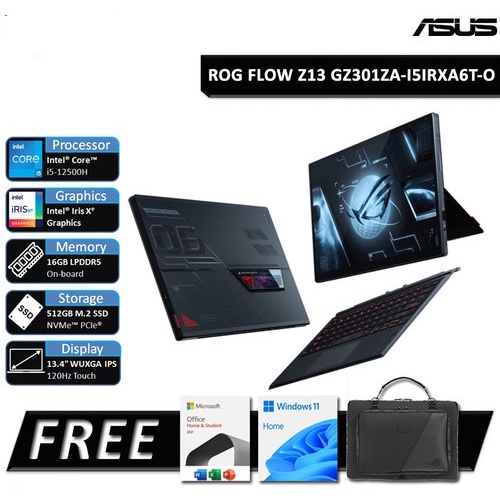 Jual ASUS ROG FLOW Z13 GZ301ZA I5IRXA6TO Core i512500H 16G SSD 512G