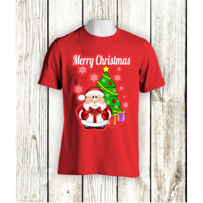 KAOS NATAL MERRY CHRISTMAS SANTA CLAUS POHON NATAL BAJU KELUARGA NATAL KATUN COMBED 30S