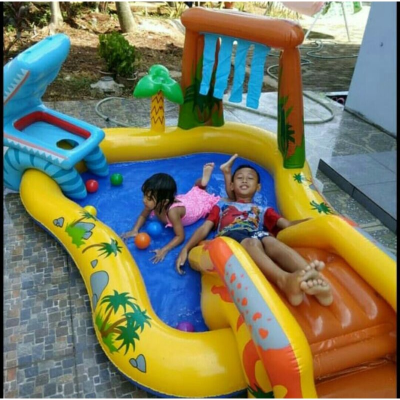 KOLAM RENANG PEROSOTAN KARAKTET INTEX MAINAN MANDI BOLA KOLAM KARET PROSOTAN ANAK DINOSAURUS