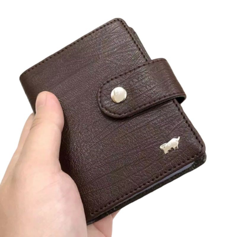 Dompet Kartu 18 in 1 Card Holder + slot uang BAHAN KULIT BONA model PENGUNCI KANCING elegan