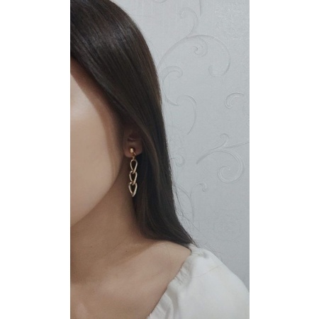 Anting Tusuk Rantai Besar Big Alumunium Chain Stud Earrings