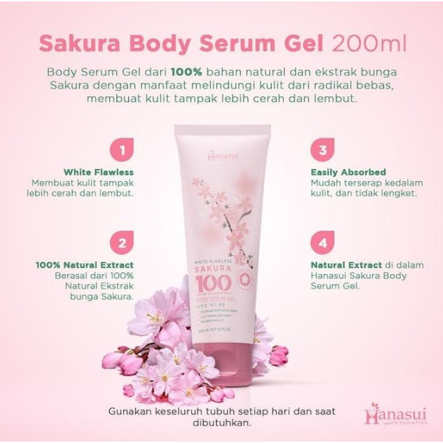 HANASUI Body Serum Gel 200ml | Aloe Vera Vit C Sakura BPOM