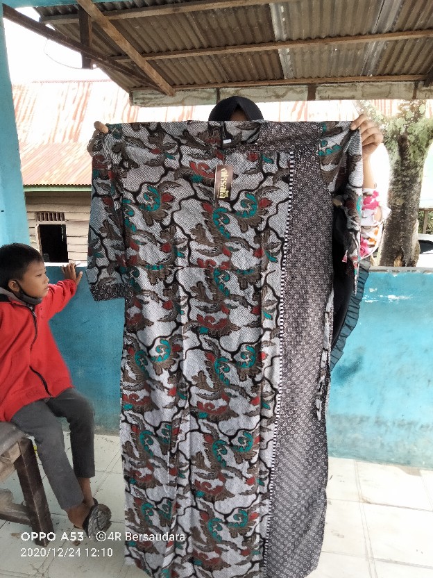 Gamis Batik Modern Murah Katun Halus Kombinasi Truntum, Ori Batik Aksara Pekalongan Big Size Jumbo