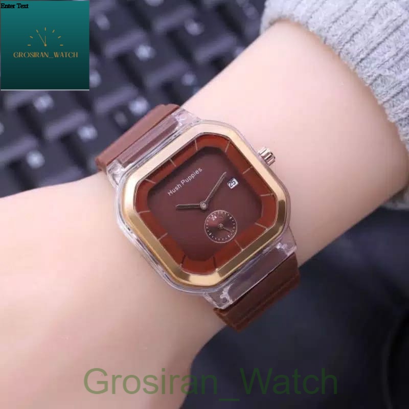 Jam Tangan Wanita Hush Puppies Kotak Tanggal Crono Hiasan HP-60 [G_W]