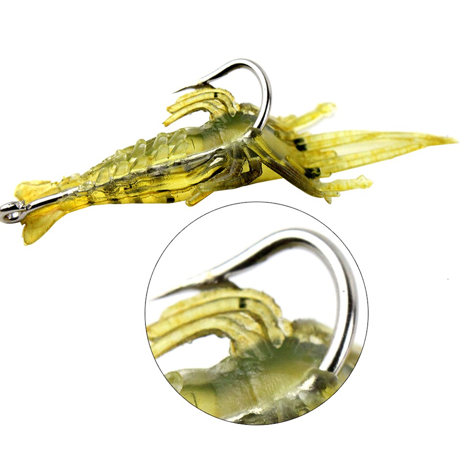SYFishing 1Pcs Soft Shrimp Umpan Pancing 4cm/1g Swimbait Fishing Lure Umpan lembut udang Jig Kail Bass Wobbler Jigging Tackle