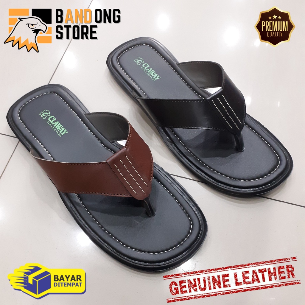 (Big size) fashion Sandal casual jepit pria ukuran besar kulit asli