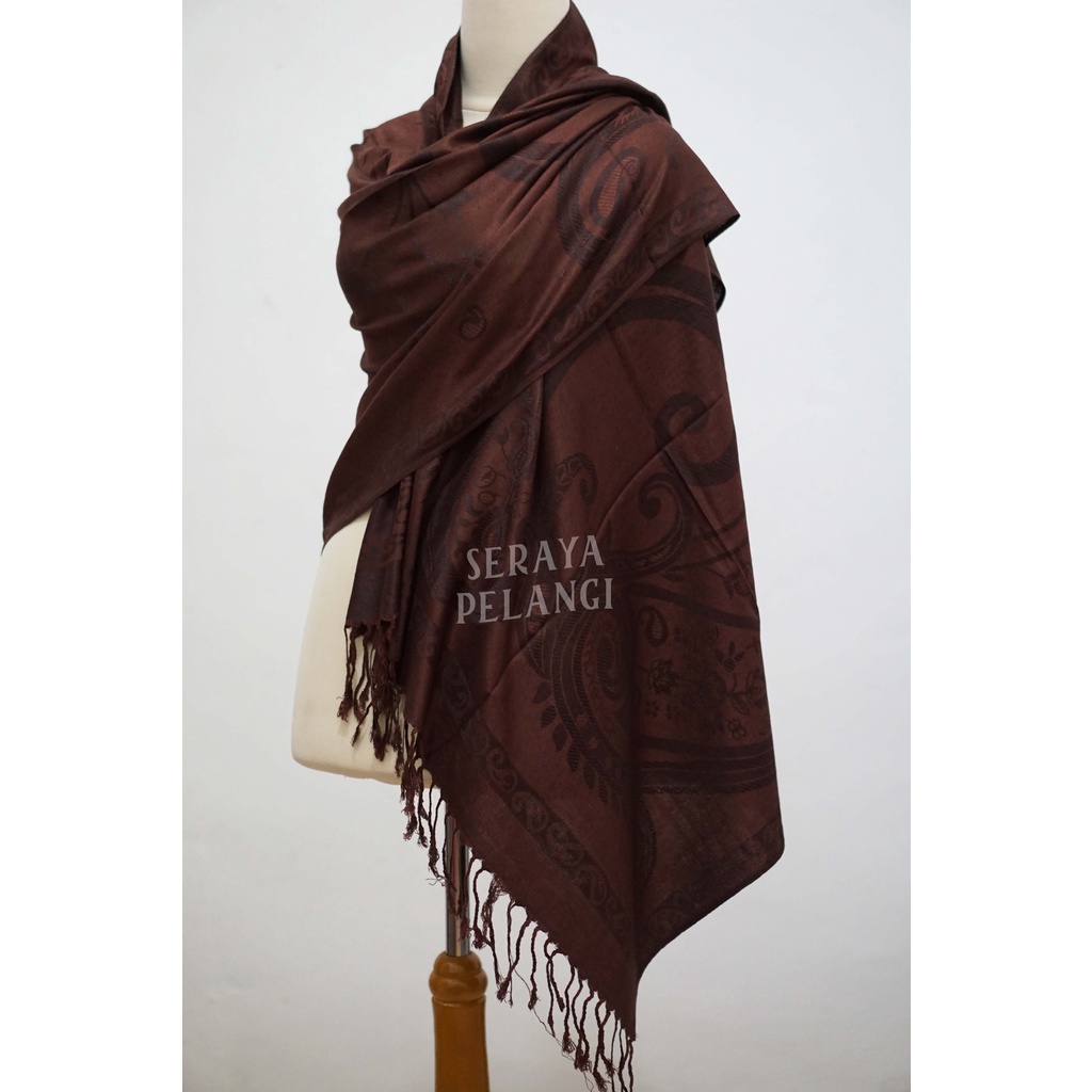 Pashmina Cashmere Keong 38 | Motif Kembang | Selendang | Scarf | Syal | Shawl | Pasmina | Souvenir | Hadiah Ulang Tahun | Birthday Gift | Aksesoris Fashion Wanita | Import Quality | Grosir Murah | Pashmina Kashmir | Luxury Scarf