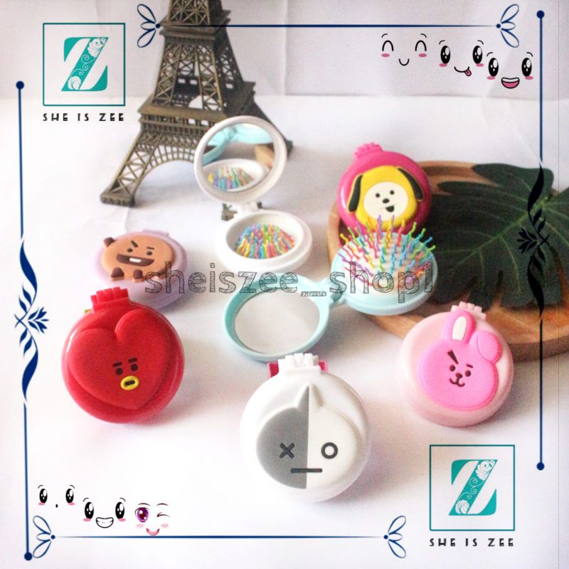 kaca lipat bts / kaca sisir lipat / sisir lipat / aksesoris bts / kaca mini / kaca lipat