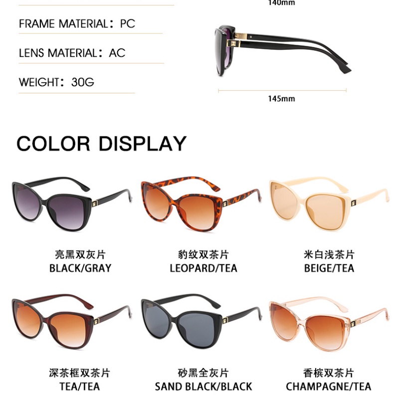 (YUZHU) COD INS Style Retro Oversized Frame Cat Eye Sunglasses Tren Eropa dan Amerika Kacamata Hitam Engsel Logam Wanita