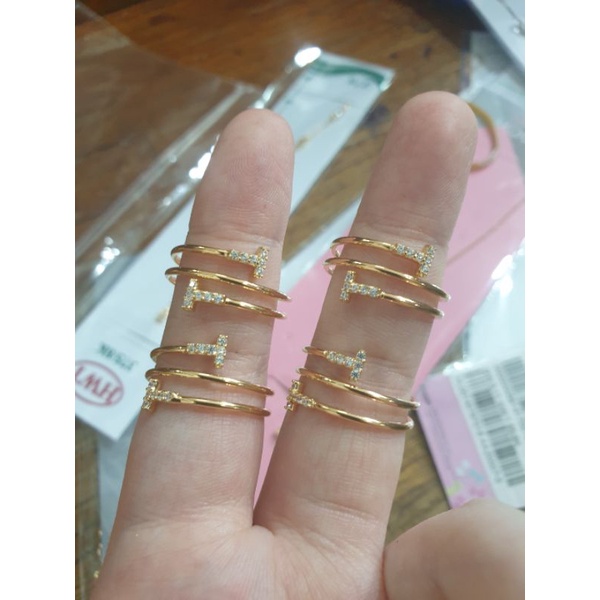 Cincin spiral ulir cantik mahkota emas asli 375 ring 17 18