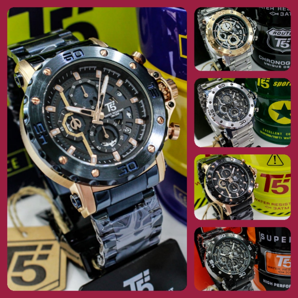 BERGARANSI..✓[COD]✓Jam tangan pria® T5 H 3723 G 100%Original +5 New Colour.