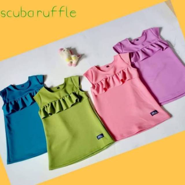Dress/kaos scuba ruffle anak
