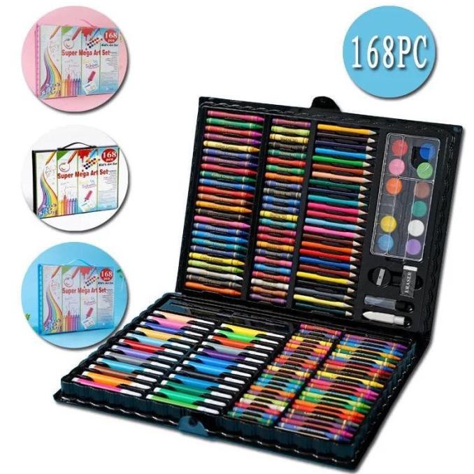 

super mega art set crayon set 168 menggambar