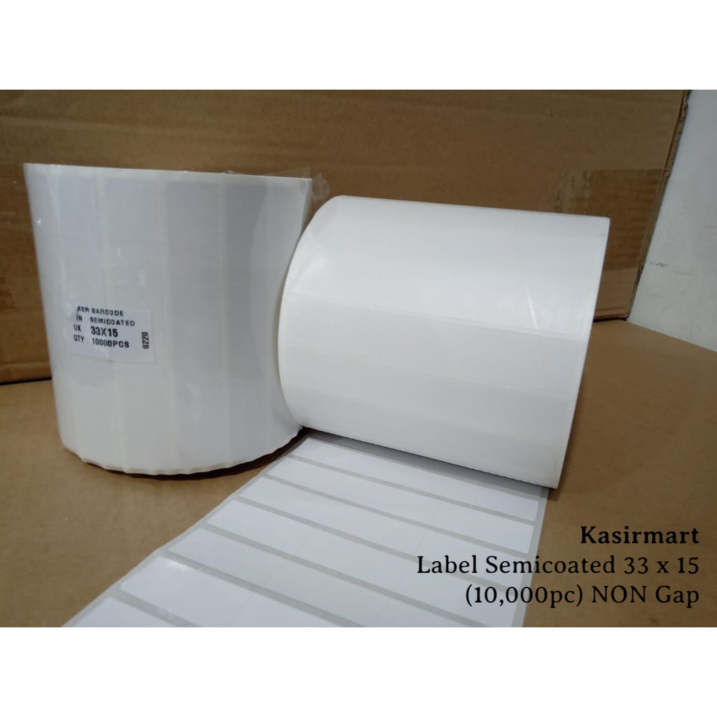 NON GAP LABEL BARCODE 33x15 MM (3 LINE) GAP ISI 10.000 PCS / KERTAS STICKER LABEL SEMICOAT 33x15 MM