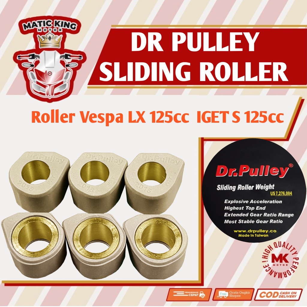 Sliding Roller Vespa IGET S LX 125 cc DR PULLEY 09 gr 10 11 12 13 14 15 16 17 18 19