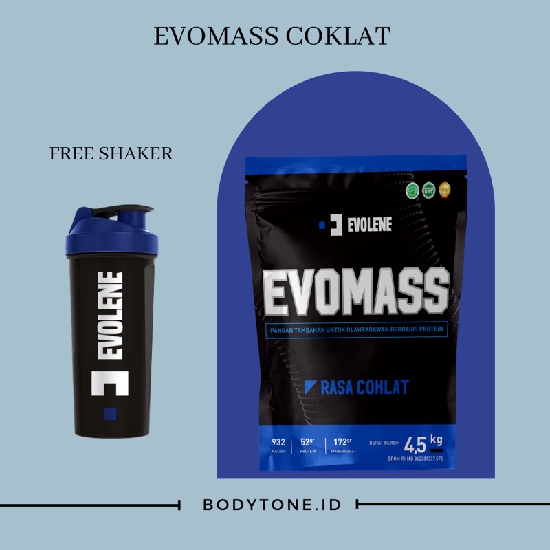 Evolene Evomass Evo Mass Gainer 4,5kg 10lb rasa coklat whey protein BPOM Agen Evolene Sukoharjo