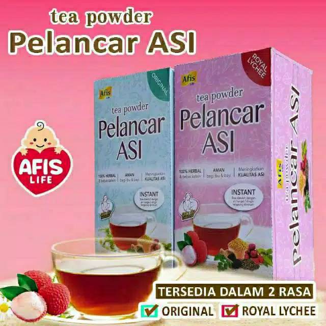 Afis life teh powder pelancar asi booster herbal alami kurma original lychee