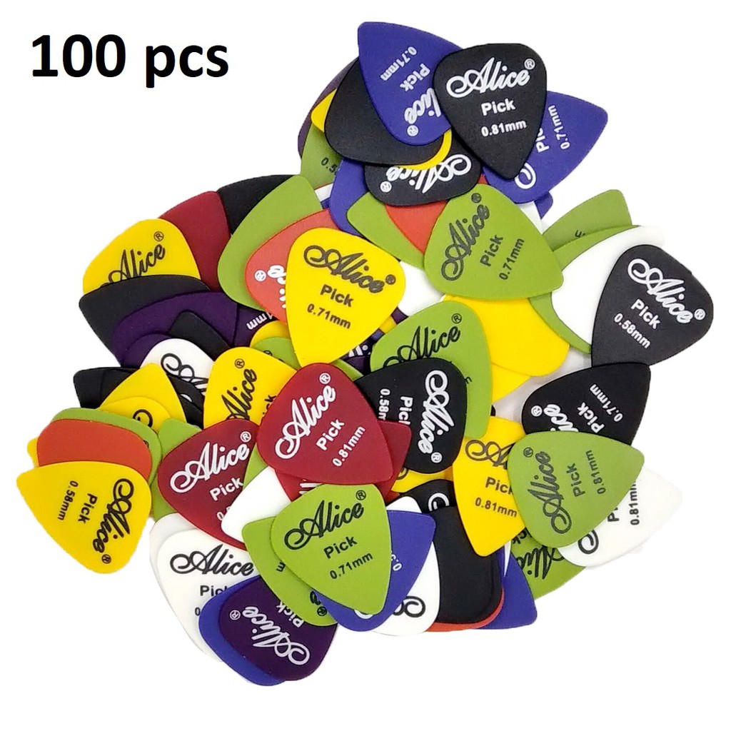 Alice AP-100Q Pick Gitar 100 pcs 0.58 / 0.71 / 0.81 mm dengan Box