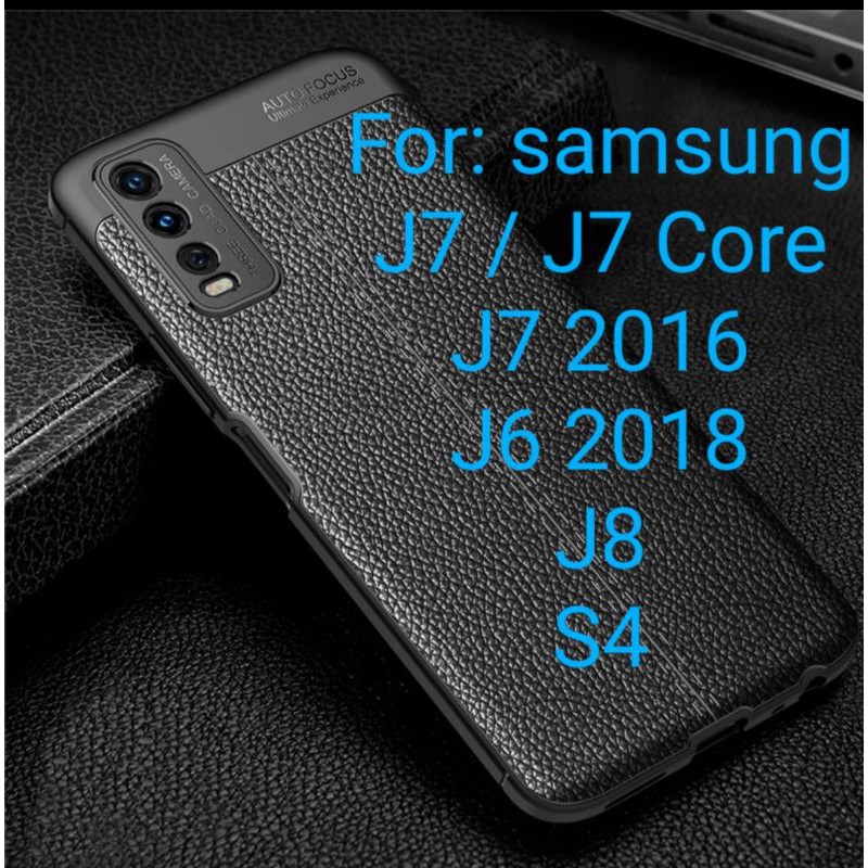 Samsung J7 core J7 2016 J6 2018 J8 S4 Silicon Autofocus Leather Softcase Casing Cover TPU