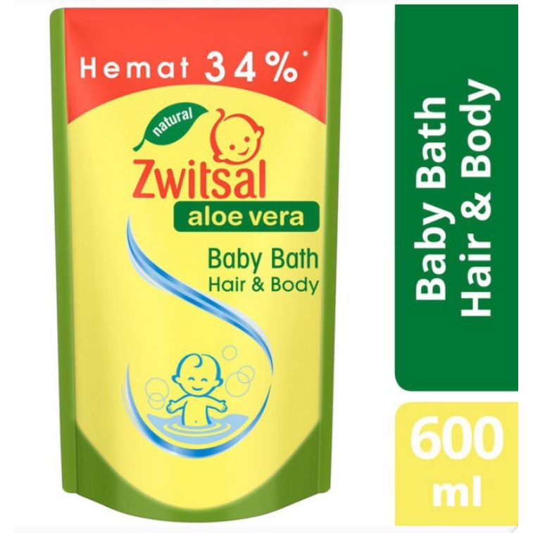 Zwitsal Baby Bath Hair And Body Natural Aloe Vera 450 Ml dan 600ml - Sabun Bayi Reffil, Baby Natural, sabun dan shampo