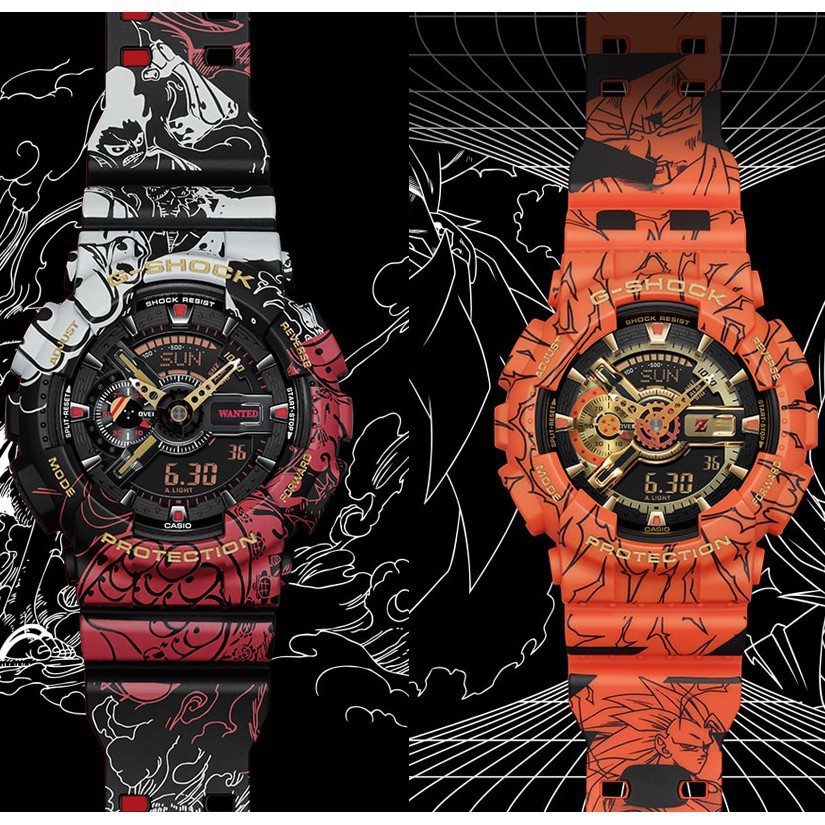 Jam Tangan CASIO G-SHOCK One Piece dan Dragon Ball Dual Time Waterproof and Shockproof Sports Outdor