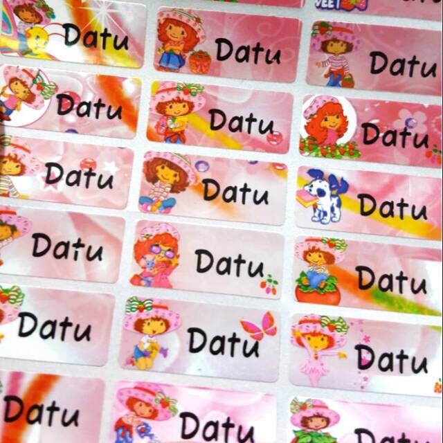 

Label nama anti air stiker waterproof Strawberry Shortcake
