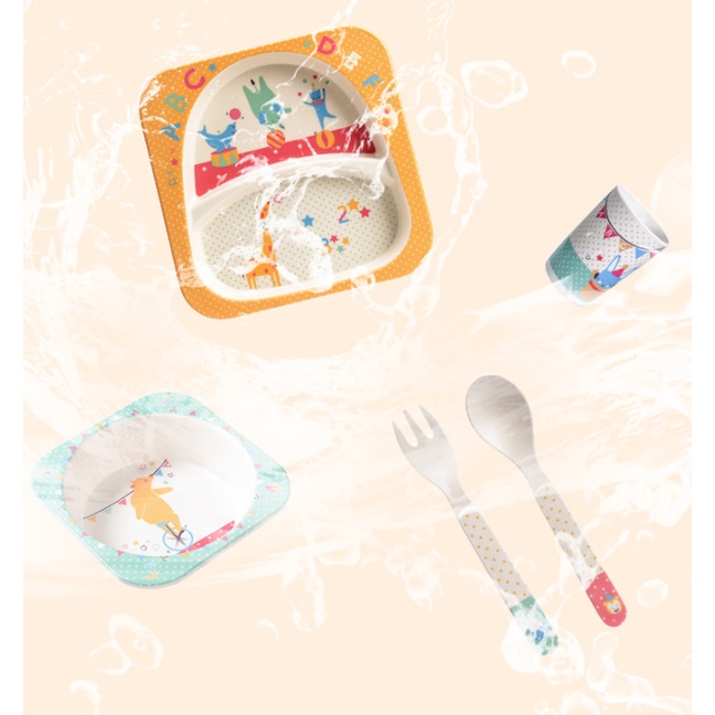 Set Alat Makan Anak 5 In 1 Variasi Desain Karakter Lucu Bahan Import - YOYOSOO