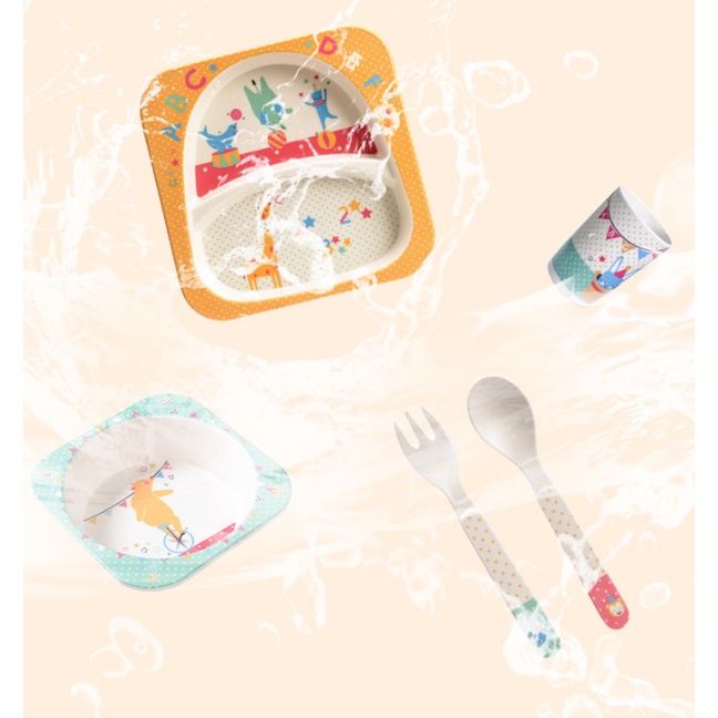 Set Alat Makan Anak 5 In 1 Variasi Desain Karakter Imut Bahan Import - YOSINOGAWA