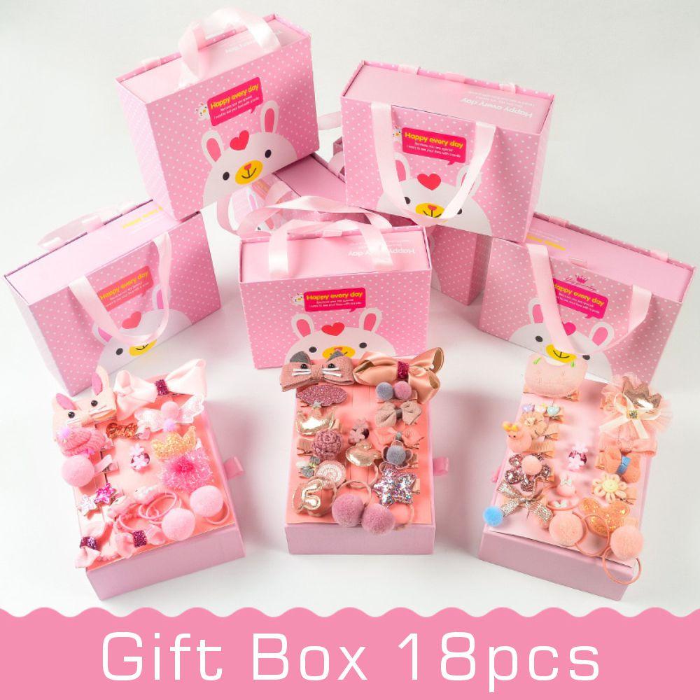 [PRINCESS KESLI]Jepit Gift Box Set 18pcs Aksesoris Ikat Rambut Jepitan Pita Anak Cewe IMPORT