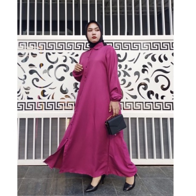 IZANY Gamis Dewasa Dress Shakila / Dress Button XL - XXL jumbo Polos plain