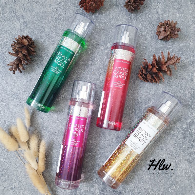 SALE CUCI GUDANG Bath & Body Works Body Mist Vanilla Bean Noel Twisted Peppermint Winter Candy Apple