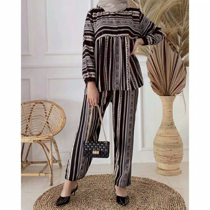 set rayon tie dye / gisel set (COD)-Omyra hitam