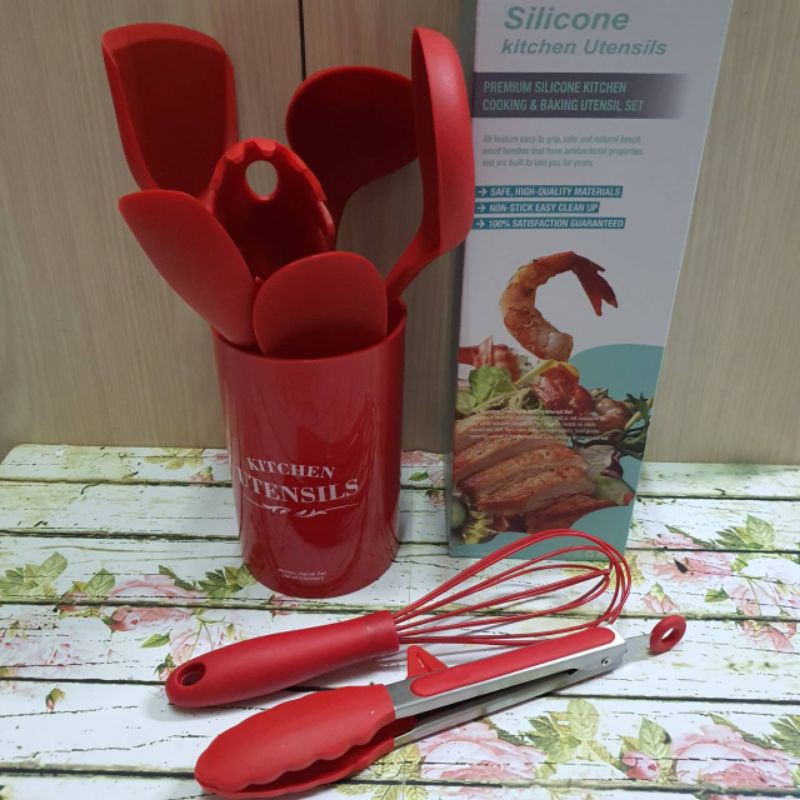 9 pc spatula set masak cooking silicon tahan panas PREMIUM lentur