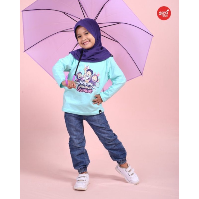 Kaos anak perempuan afrakids AF312 warna mint size S M L XL XXL