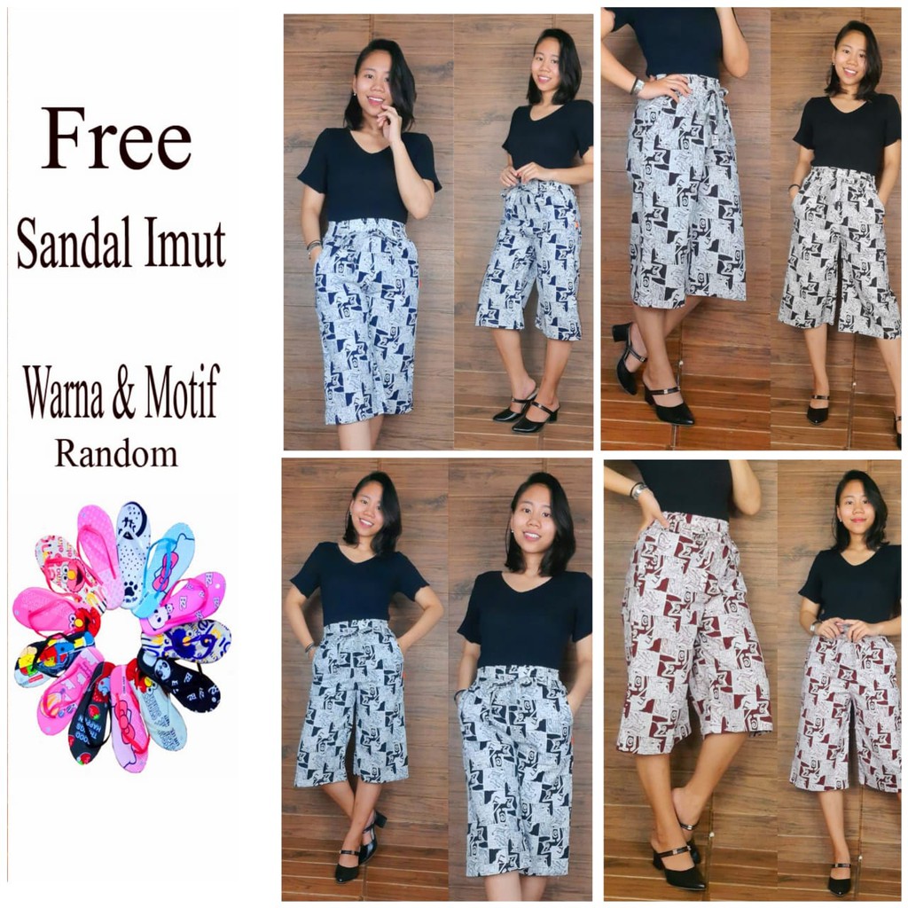 SB Collection PROMO Celana Kulot Velisya Wanita All Size Free Sandal Lucu