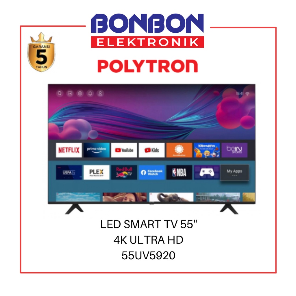 Polytron LED Smart TV 55 Inch 55UV5920 4K Ultra HD UHD