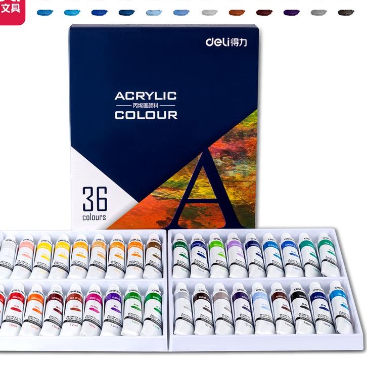 

SALE!!Deli Acrylic Paint / Cat Akrilik Anak 24/36 Warna Dapat Ditulis di Kain Tanah Liat 73912 73915|KD5