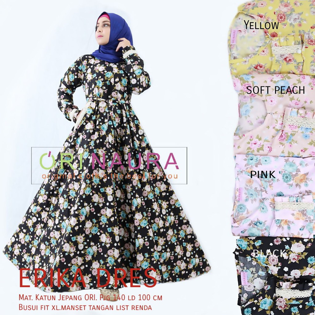NAU GAMIS KATUN MOTIF ERIKA DRESS ORI NAURA
