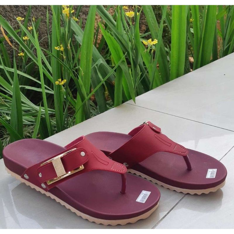 Sandal Flat Wanita Jepit Puyuh Gesper Casual