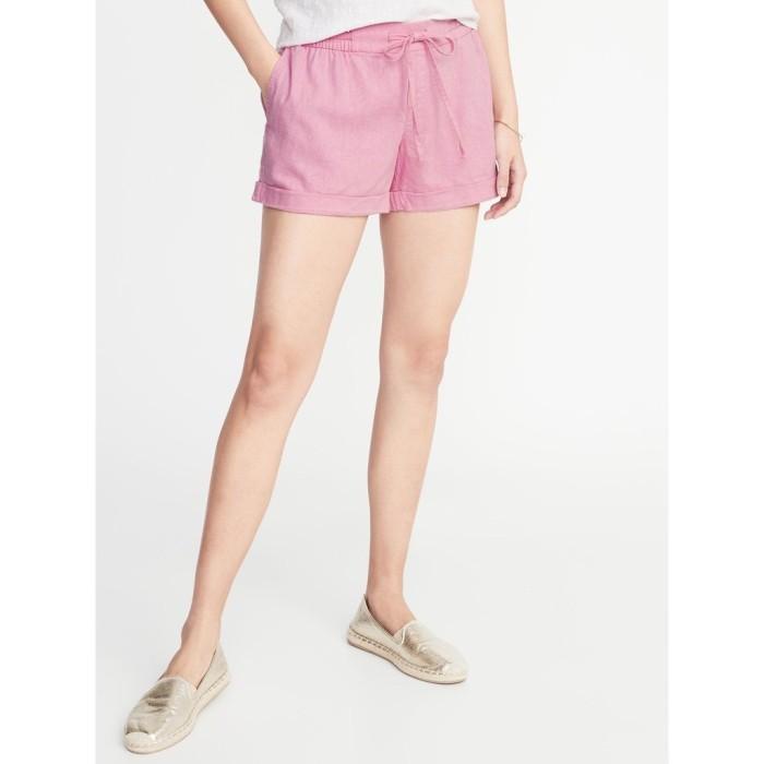 Old Navy Mid Rise Linen Short Pants Celana Pendek Wanita Jumbo Santai