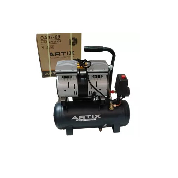 ARTIX Mesin Compressor Oiless Silent 0.75 HP 9 Lt Kompressor Listrik Angin Udara Tanpa Oli 9 Liter