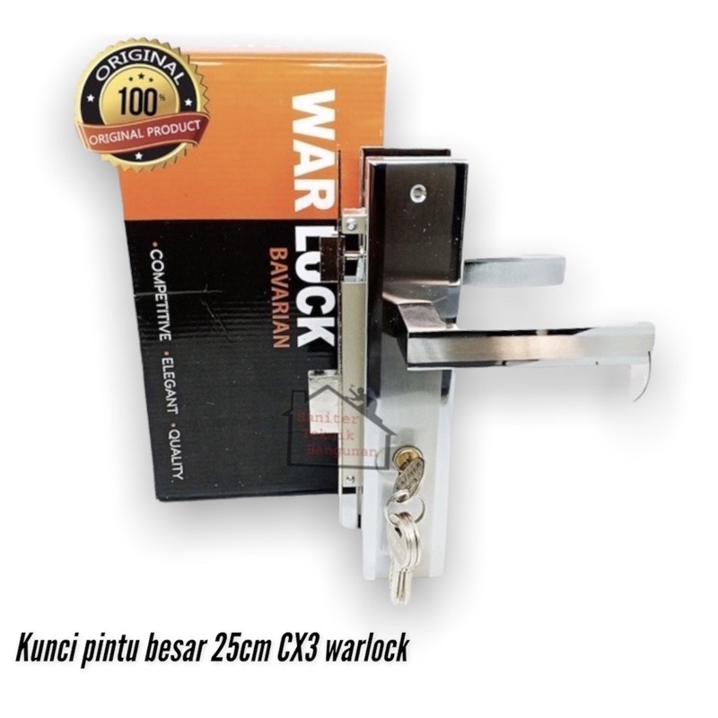 Kunci pintu besar stainless komplit 25cm cx3 Warlock